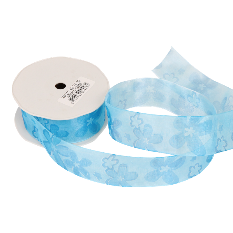 Luxe lint Organza 40mm Bloemen Blauw 1