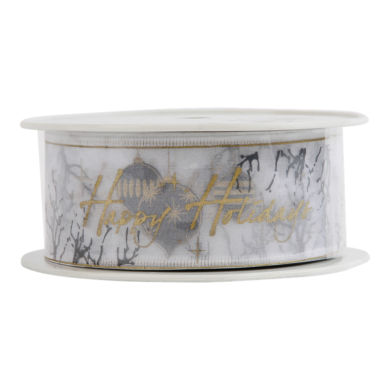 Luxe lint Organza 40mm Kerstbal Wit 1