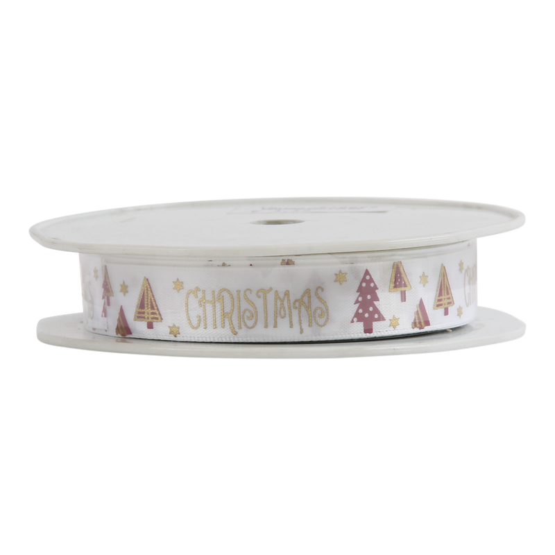 Luxe lint Organza 15mm Kerstboom Wit/goud/rood 1