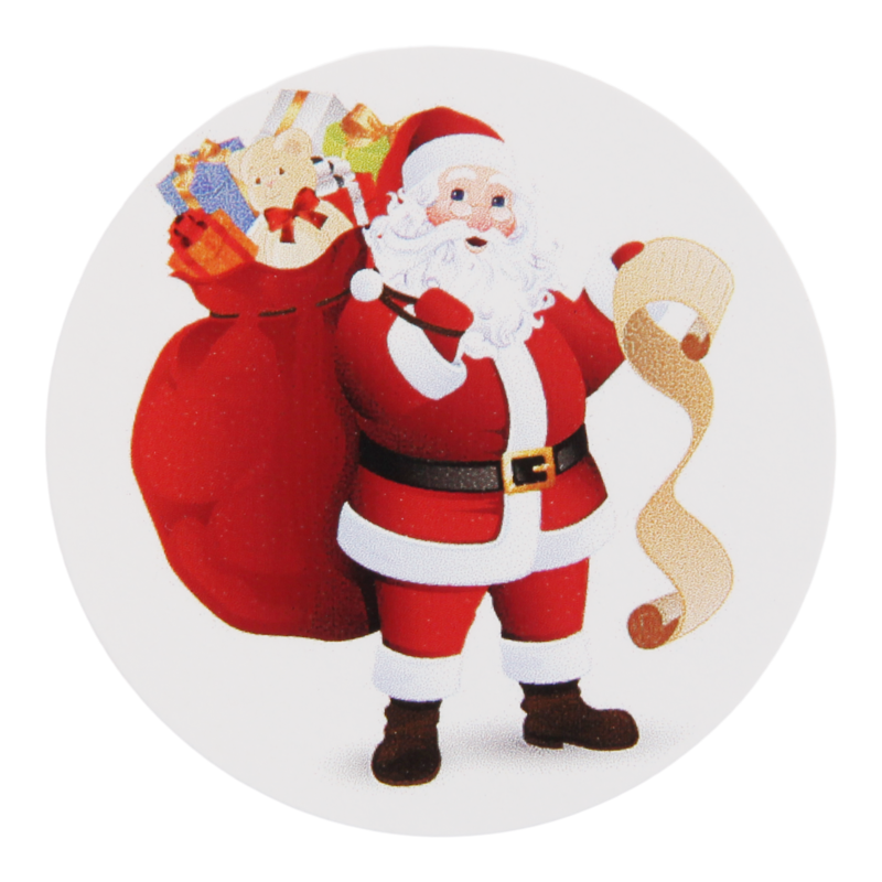 Etiket Rond 40mm Kerstman 1
