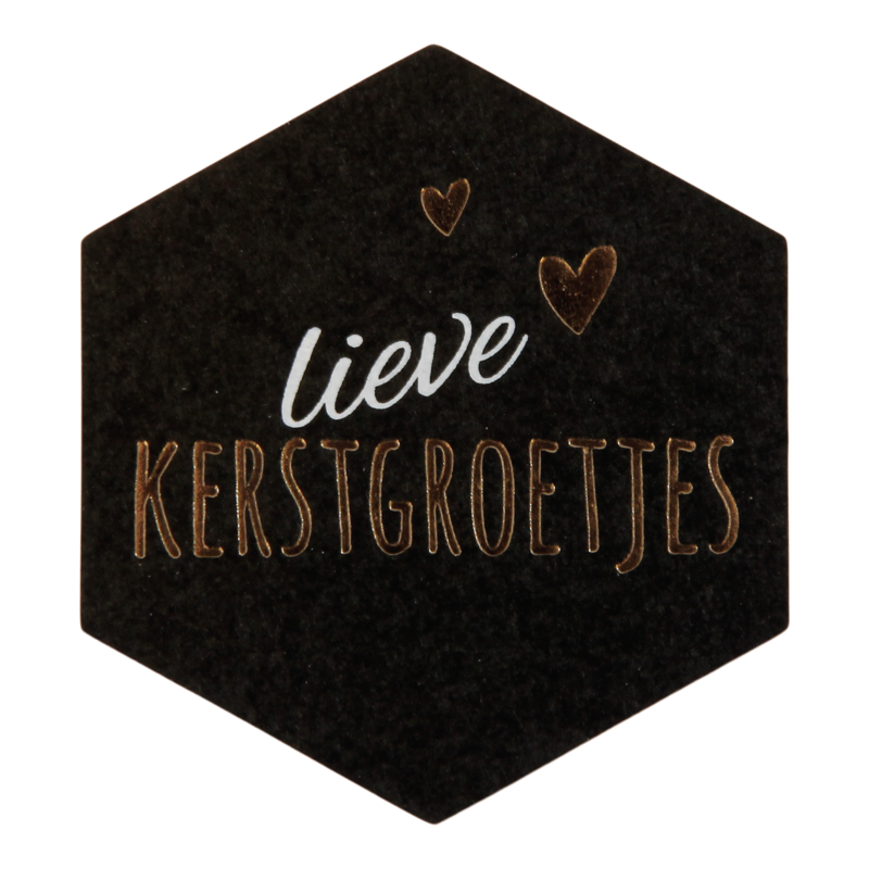 Etiket Zeshoek 39x41mm Lieve kerstgroetjes 1