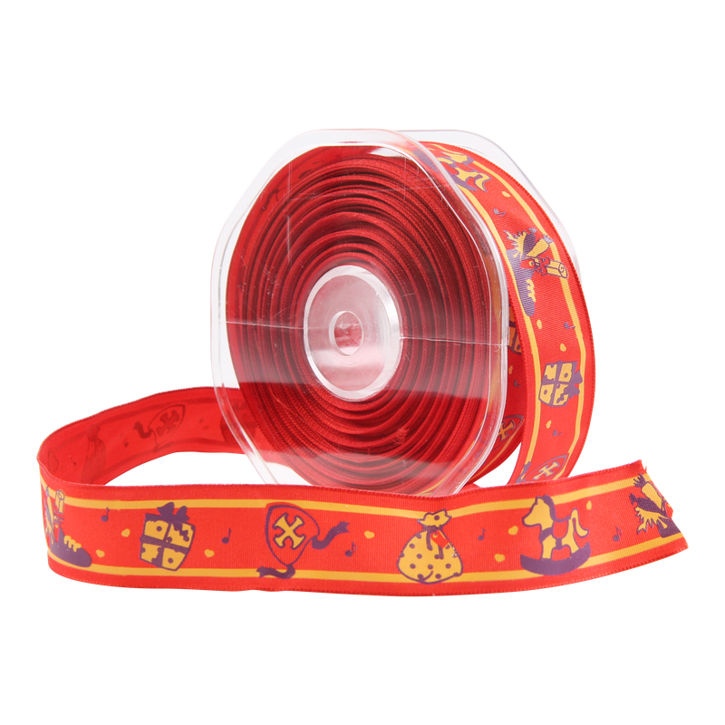 Lint 23mm Satijn met draad Sinterklaas 1