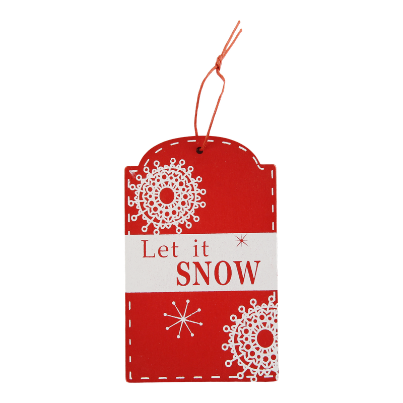 Hanglabel Hout 10x6cm Wit Let it snow 1