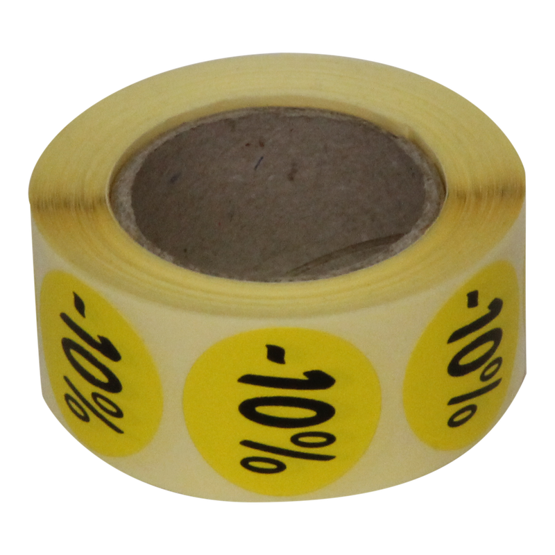 Etiket Rond 27mm Geel 10% 1
