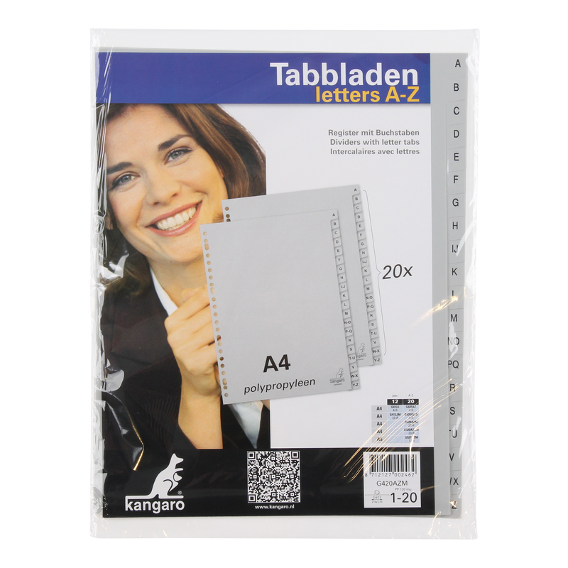 Tabbladen A4 23 rings A t/m Z Grijs 1