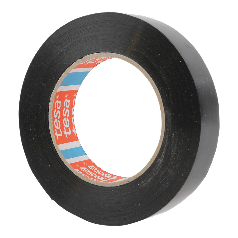 Strappingtape 25mm 114my MOPP Solvent 66m op rol Tesa 4288 Zwart 1